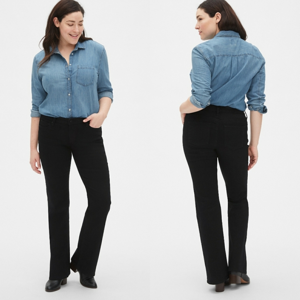 Gap Black Mid Rise Long & Lean Jeans NWT